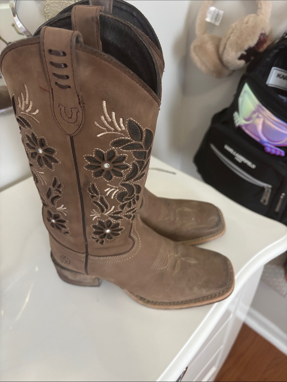 Brown Embroidered Western Cowboy Boots
